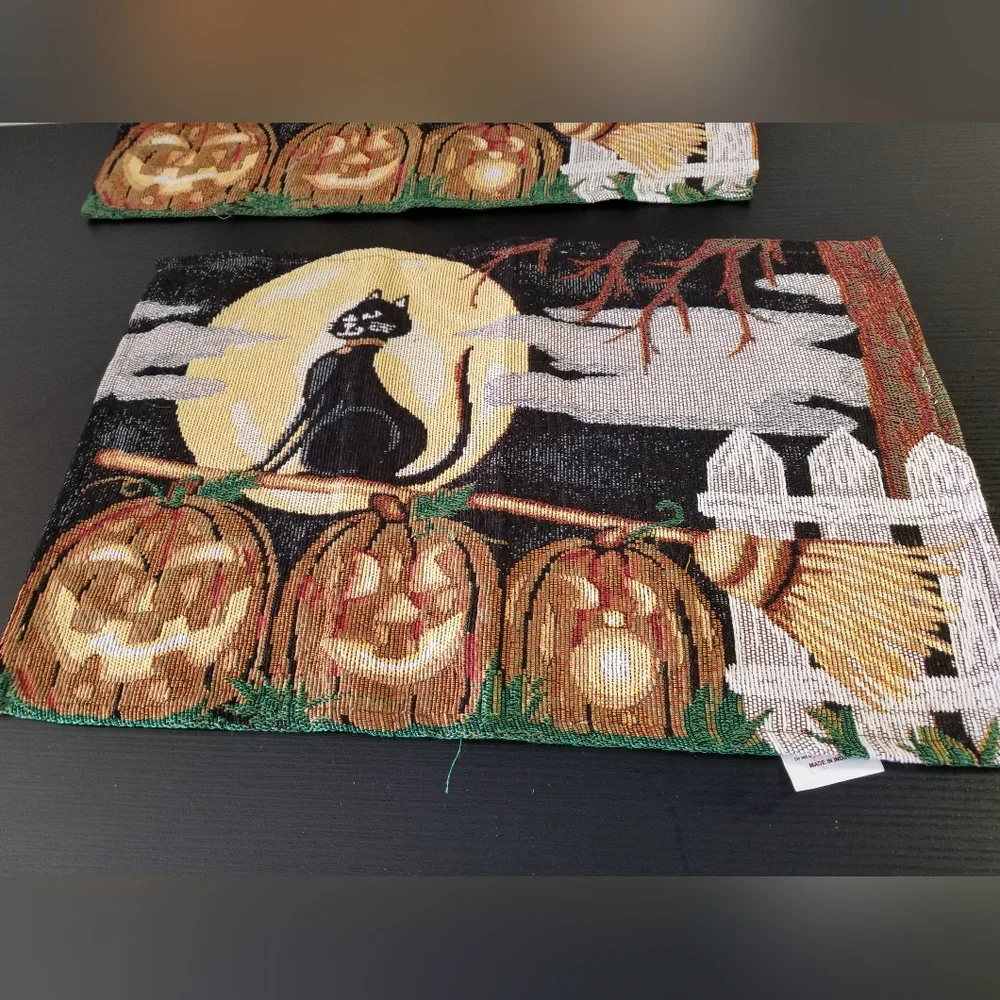 - New Handcrafted Cat and Pumpkin Tablemats, set of 2